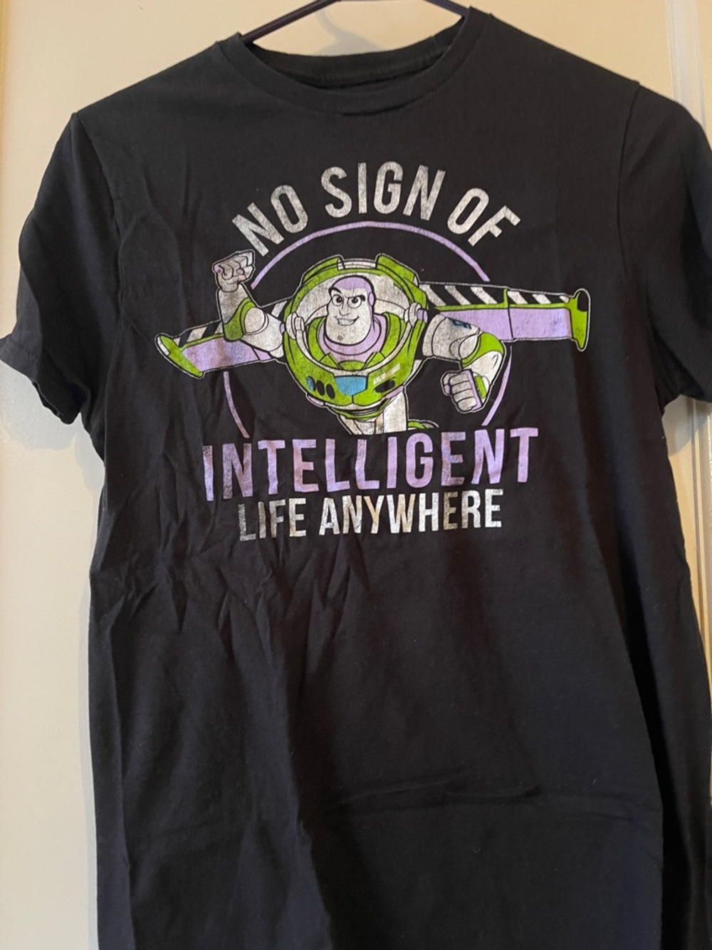 Disney Black Buzz Lightyear 'No Sign of Intelligent Life Anywhere' Graphic Tee